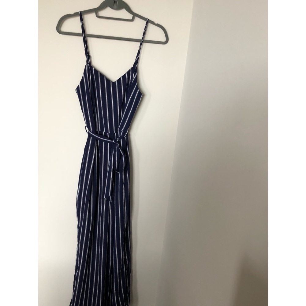 Stripped Jumpsuit - Navy